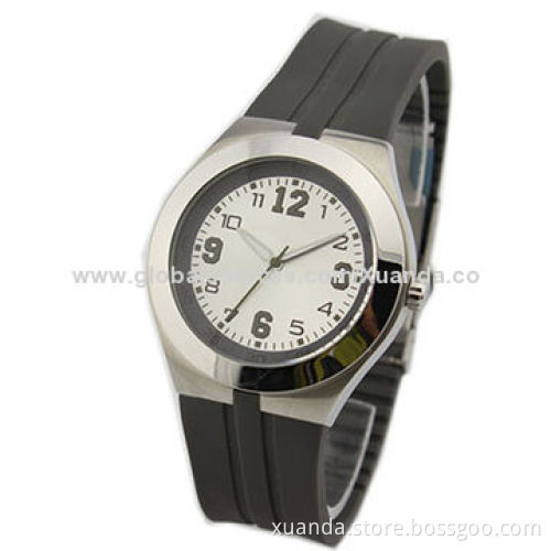 Quartz sports steel watches for men, rubber strap, 304 stainless steel case
